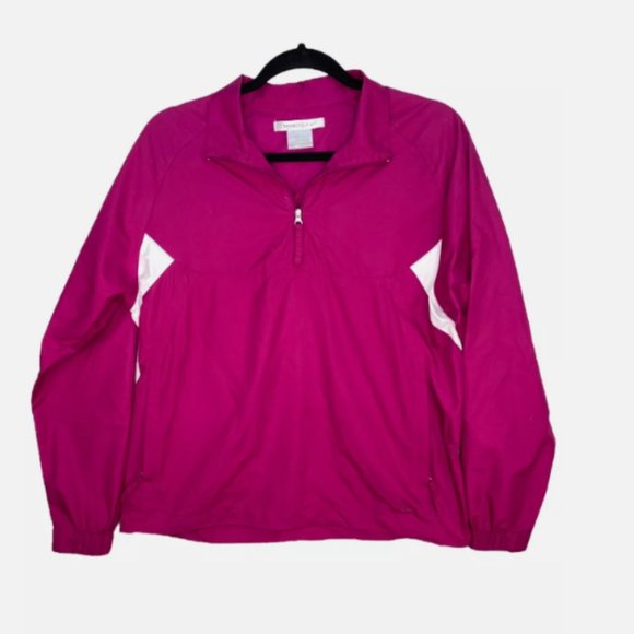 Nike 1/4 Zip Pullover Windbreaker Jacket w/Pockets - Large in Fuchsia & White - Picture 1 of 11